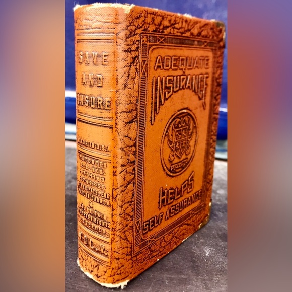 Vintage 1920s Zell ADEQUATE INSURANCE HELPS Self Assurance Thrift Book Coin Bank - Picture 2 of 9